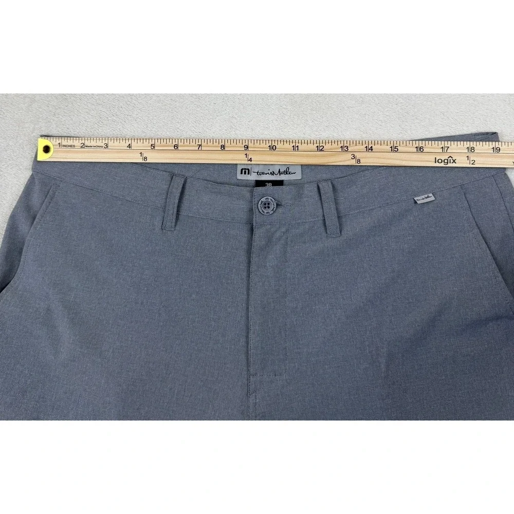 Travis Mathew Mens Grey Heathered Performance Golf Shorts Size 38 Stretch 10